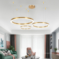 Moderne Luxushallenlicht-Goldring-LED-Kronleuchter-Pendelleuchte für Hotellobby-Projekt